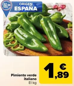 Oferta de Pimiento verde italiano por 1,89€ en Carrefour