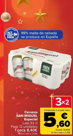 Oferta de San Miguel - Cerveza Especial por 8,4€ en Carrefour