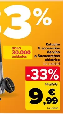 Oferta de Estuche  5 Accesorios  De Vino  O Sacacorchos Electrico  por 9,99€ en Carrefour