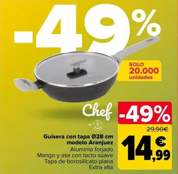 Oferta de Guisera Con Tapa 28 Cm Modelo Aranjuez por 14,99€ en Carrefour