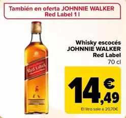 Oferta de Johnnie Walker - Whisky Escocés Red Label por 14,49€ en Carrefour