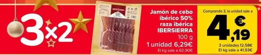 Oferta de Ibersierra - Jamón De Cebo Ibérico 50% Raza Ibérica por 6,29€ en Carrefour