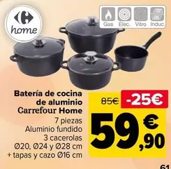 Oferta de Carrefour Home - Batería De Cocina De Aluminio por 59,9€ en Carrefour