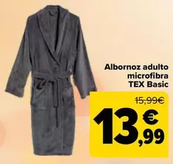 Oferta de TEX - Albornoz Adulto Microfibra Basic  por 13,99€ en Carrefour