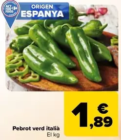 Oferta de Pimiento Verde Italiano por 1,89€ en Carrefour