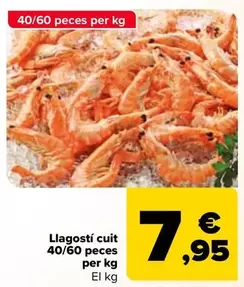 Oferta de Langostino Cocido 40/60 Piezas  Por Kg por 7,95€ en Carrefour