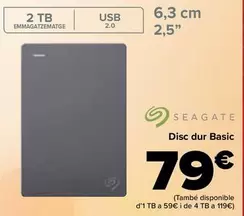 Oferta de Seagate - Disco Duro Basic por 79€ en Carrefour