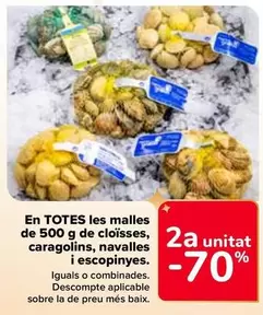 Oferta de En Todas Las Mallas De 500 G De Almejas, Bigaros, Navajas Y Berberechos en Carrefour