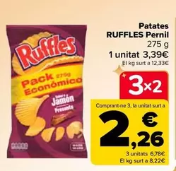 Oferta de Patatas  Ruffles Jamon por 3,39€ en Carrefour