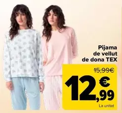 Oferta de Tex - Pijama Velour Mujer  por 12,99€ en Carrefour