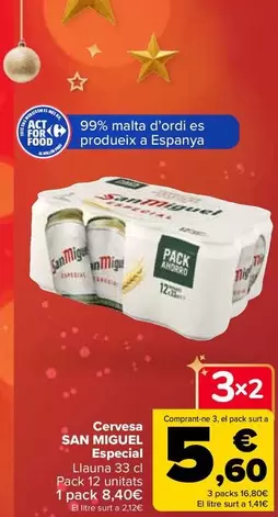 Oferta de San Miguel - Cerveza Especial por 8,4€ en Carrefour