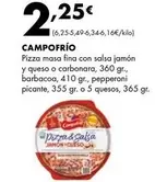 Oferta de Campofrío - Pizza Masa Fina Con Salsa Jamon Y Queso O Carbonara por 2,25€ en Supermercados Lupa