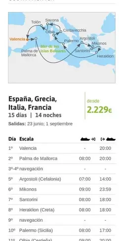 Oferta de Palermo - Espana, Grecia Italia, Francia, 15 Días 14 Noches por 2229€ en Viajes El Corte Inglés