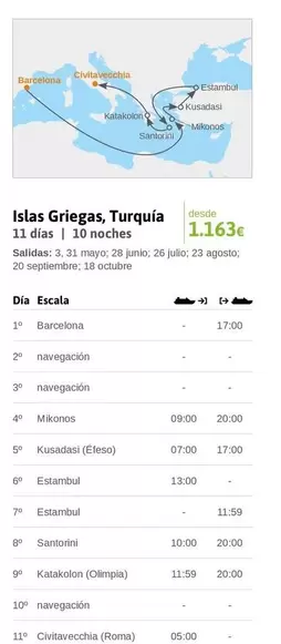 Oferta de Olimpia - Islas Griegas, Turquia por 1163€ en Viajes El Corte Inglés