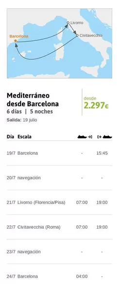 Oferta de Roma - Mediterráneo Desde Barcelona por 2297€ en Viajes El Corte Inglés