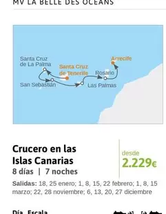 Oferta de Belle - Crucero En Las Islas Canarias por 2229€ en Viajes El Corte Inglés