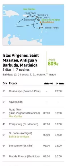 Oferta de Bahia - Islas Virgenes, Saint Marrón, Antiguy Y Barbuda, Martinica por 809€ en Viajes El Corte Inglés