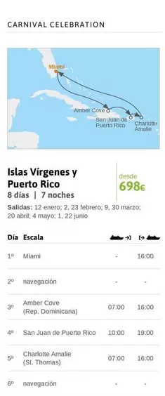 Oferta de Amber - Islas Virgines Y Puerto Rico por 698€ en Viajes El Corte Inglés