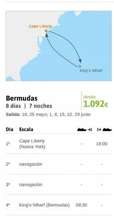 Oferta de Liberty - Bermudas 8 Días 7 Noches por 1092€ en Viajes El Corte Inglés