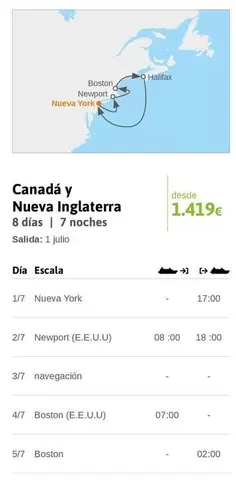 Oferta de Boston - Canadá Y Nueva Inglaterra por 1419€ en Viajes El Corte Inglés