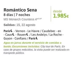 Oferta de MS - Romántico Sena por 1985€ en Viajes El Corte Inglés