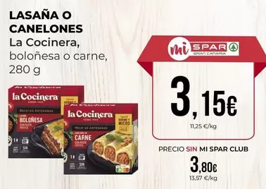 Oferta de La Cocinera - Lasana O Canelones por 3,15€ en SPAR Gran Canaria