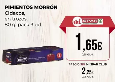 Oferta de Cidacos - Pimientos por 2,25€ en SPAR Gran Canaria