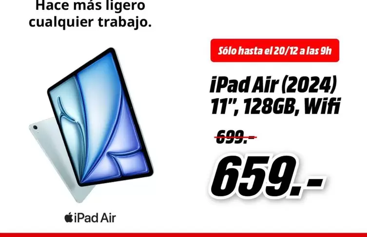 Oferta de Wifi - Ipad Air por 659€ en MediaMarkt