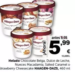 Oferta de Häagen-Dazs - Helado Chocolate Belga, Dulce De Leche, Nueces Macadamia, Salted Caramel O Strawberry Cheesecake por 5,99€ en Masymas