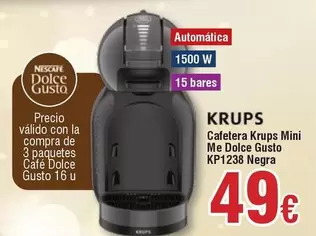 Oferta de Krups - Cafetera  Mini Me Dolce Gusto Kp1238 Negra por 49€ en Froiz