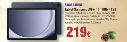 Oferta de Samsung - Tablet A9+ 11" 8gb / 128 por 219€ en Froiz