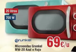 Oferta de Grunkel - Microondas Mw-20 Azul O Rojo por 69€ en Froiz