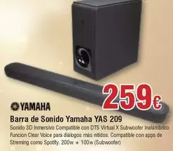 Oferta de Yamaha - Barra De Sonido  Yas 209 por 259€ en Froiz