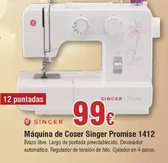 Oferta de Singer - Maquina De Coser  Promise 1412 por 99€ en Froiz