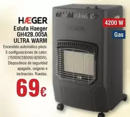 Oferta de Haeger - Estufa  Gh42b.005a Ultra Warm por 69€ en Froiz