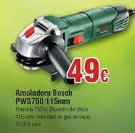 Oferta de Bosch - Amoladora Pws750 115mm por 49€ en Froiz