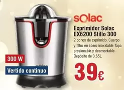 Oferta de Solac - Exprimidor Ex6200 Stilo 300 por 39€ en Froiz