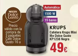 Oferta de Krups - Cafetera  Mini Me Dolce Gusto Kp1238 Negra por 49€ en Froiz