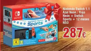 Oferta de Nintendo - Switch 1.1 Azul Neon/ Rojo Neon + Switch Sports + 12 Meses por 287€ en Froiz