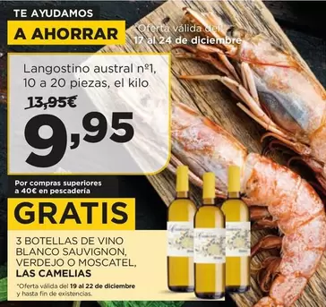 Oferta de Austral - 3 Botellas De Vino Blanco Sauvignon, Verdejo O Moscatel, Las Camelias por 9,95€ en Alimerka