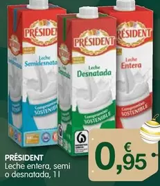 Oferta de Président - Leche Entera, Semi O Desnatada por 0,95€ en CashDiplo