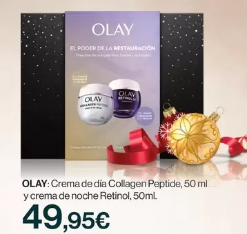 Oferta de Olay - Crema De Día Collagen Peptide, Y Crema De Noche Retinol por 49,95€ en Supercor