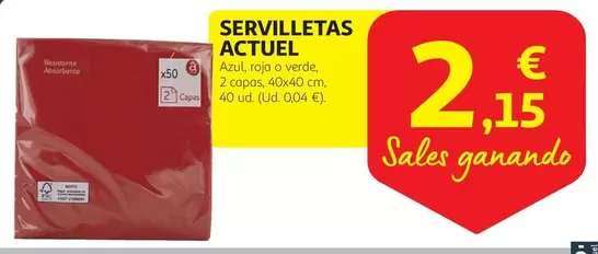 Oferta de Actuel - Servilletas por 2,15€ en Alcampo