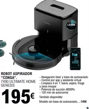 Oferta de Cecotec - Robot Aspirador "Conga" por 195€ en E.Leclerc