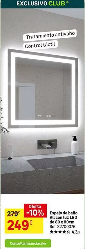 Oferta de Control - Espejo De Baño Alto Ajo por 249€ en Leroy Merlin