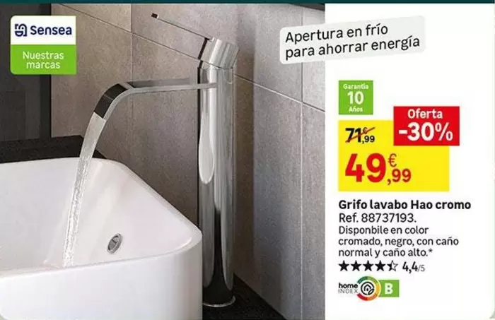 Oferta de Home - Grifo Lavabo Hao Cromo por 49,99€ en Leroy Merlin