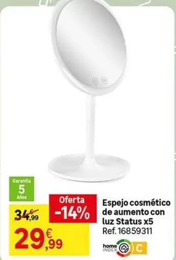 Oferta de Home - Espejo Cosmético De Aumento Con Luz por 29,99€ en Leroy Merlin