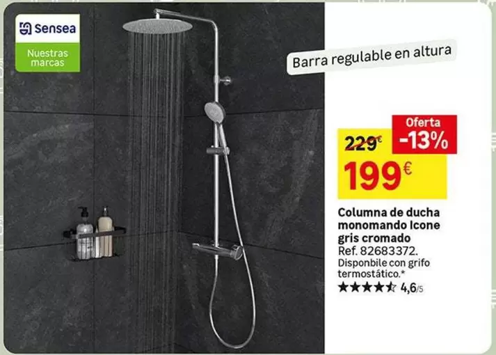 Oferta de Columna De Ducha Monomando Locone Gris por 199€ en Leroy Merlin