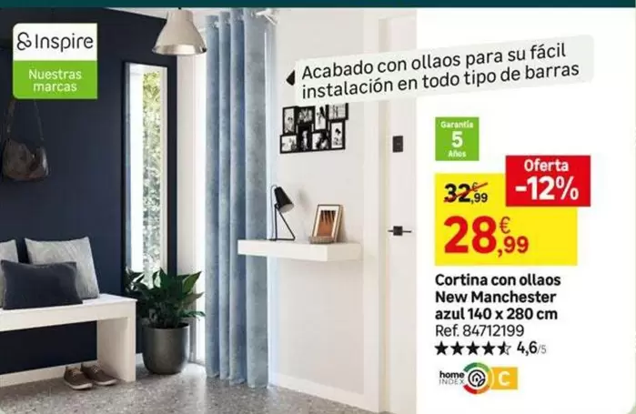 Oferta de Home - Cortina Con Ollas New Manchester Azul 140 X 280 Cm por 28,99€ en Leroy Merlin