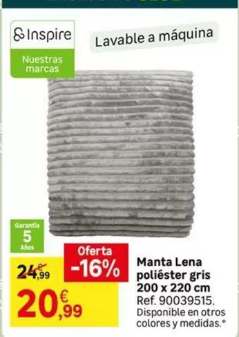 Oferta de Manta Leña Poliéster Gris por 20,99€ en Leroy Merlin